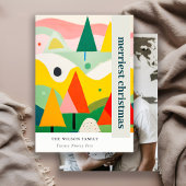 レトロカラフル抽象芸術クリスマス風景の写真 シーズンカード