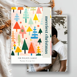 レトロカラフル抽象芸術クリスマス風景の写真 シーズンカード