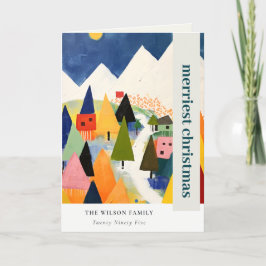 レトロカラフル抽象芸術クリスマス風景の写真 シーズンカード