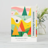 レトロカラフル抽象芸術クリスマス風景の写真 シーズンカード (スタンド正面)