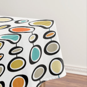 レトロカラフル抽象芸術サークル中世紀モダン テーブルクロス