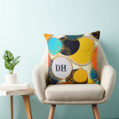 レトロカラフル抽象芸術ドットPersonalize Monogram クッション (椅子)