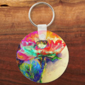 レトロカラフル抽象芸術ポピー水彩 キーホルダー (正面)