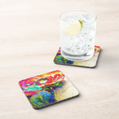 レトロカラフル抽象芸術ポピー水彩 コースター (右側)