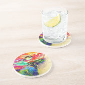 レトロカラフル抽象芸術ポピー水彩 コースター (側面)