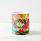 レトロカラフル抽象芸術ポピー水彩 コーヒーマグカップ (中央)