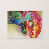 レトロカラフル抽象芸術ポピー水彩 ジグソーパズル (横)