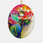 レトロカラフル抽象芸術ポピー水彩 セラミックオーナメント (右)