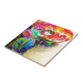 レトロカラフル抽象芸術ポピー水彩 タイル (側面)