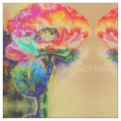 レトロカラフル抽象芸術ポピー水彩 ファブリック (クローズアップ)