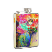 レトロカラフル抽象芸術ポピー水彩 フラスク (右)
