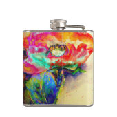 レトロカラフル抽象芸術ポピー水彩 フラスク (裏面)