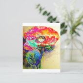 レトロカラフル抽象芸術ポピー水彩 ポストカード (スタンド正面)