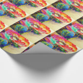 レトロカラフル抽象芸術ポピー水彩 ラッピングペーパー (角)