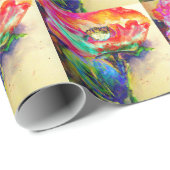 レトロカラフル抽象芸術ポピー水彩 ラッピングペーパー (ロールコーナー)