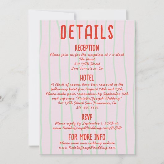 レトロカラフル描マルティニ全員が結婚自分の 招待状 (裏面)