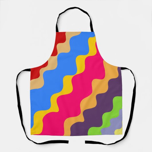 レトロカラフル斜め波型 エプロン (正面)