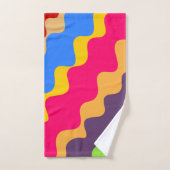 レトロカラフル斜め波型 バスタオルセット (ハンドタオル)