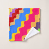 レトロカラフル斜め波型 バスタオルセット (ウォッシュタオル)