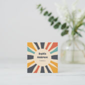 レトロカラフル日が差すこととQRコード – エレガント スクエア名刺 (スタンド正面)