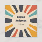 レトロカラフル日が差すこととQRコード – エレガント スクエア名刺 (正面)