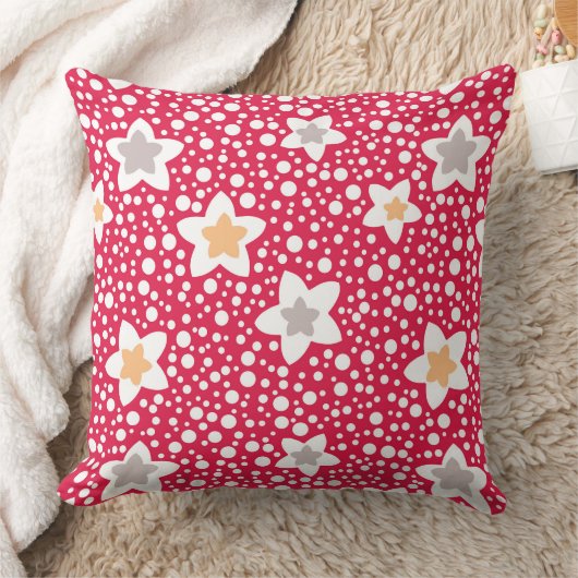 レトロカラフル水玉模様の背景の花 クッション (ブランケット)