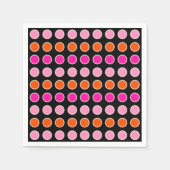 レトロカラフル水玉模様ブラックピンクとオレンジ スタンダードカクテルナプキン (正面)