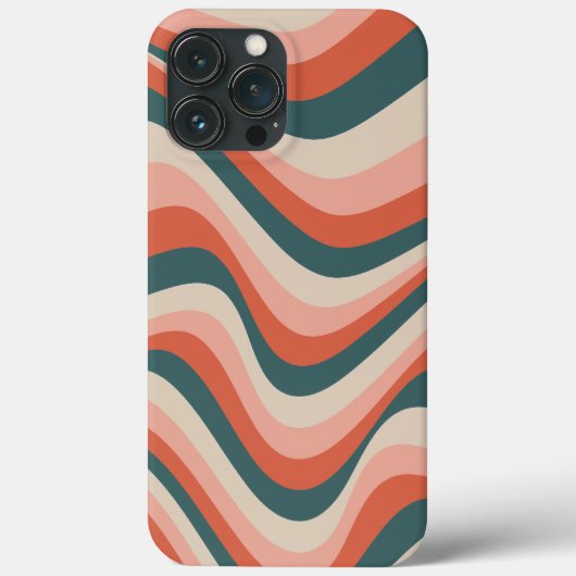 レトロカラフル波ストライプ状Groovyパターン Case-Mate iPhoneケース (裏面)