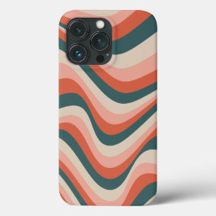 レトロカラフル波ストライプ状Groovyパターン iPhone 13 Proケース
