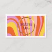 レトロカラフル波線ソーシャルメディアQRコード 名刺 (正面)