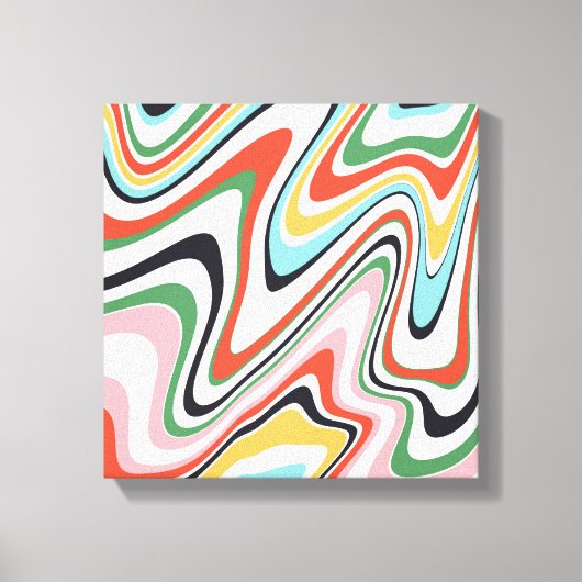 レトロカラフル波線モダンデザイン キャンバスプリント (正面)