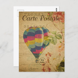レトロカラフル熱気球 ポストカード