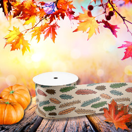 レトロカラフル秋の秋の秋の離れ秋の サテンリボン