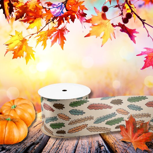 レトロカラフル秋の秋の秋の離れ秋の サテンリボン