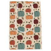 レトロカラフル秋シーズンカボチャ ミディアムペーパーバッグ (正面)