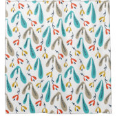 レトロカラフル秋フラワーズ&ボタニカル シャワーカーテン (正面)