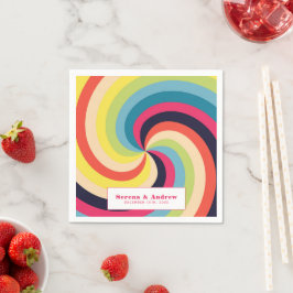 レトロカラフル結婚の スタンダードカクテルナプキン