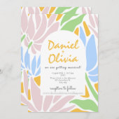レトロカラフル結婚フローラ 招待状 (正面/裏面)