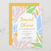 レトロカラフル結婚フローラ 招待状 (正面/裏面)