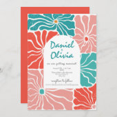 レトロカラフル結婚フローラ 招待状 (正面/裏面)