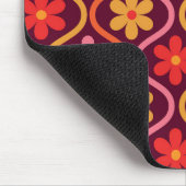 レトロカラフル花オンヴィンテージ染め模様 マウスパッド (コーナー)