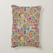 レトロカラフル花パターン。LグレーBG アクセントクッション (裏面(縦))