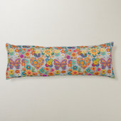 レトロカラフル花パターン。LグレーBG ボディピロー (裏面)