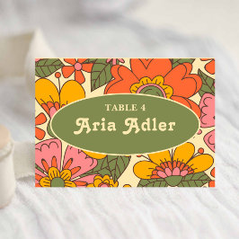レトロカラフル花柄ボホ70結婚s テーブルナンバー