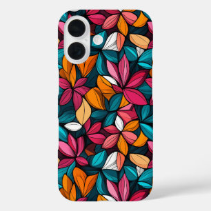 レトロカラフル花柄 iPhone 16ケース