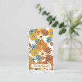 レトロカラフル花柄QRコードソーシャルメディア 名刺 (スタンド正面)