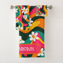 レトロカラフル花70s模様（名前）