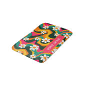 レトロカラフル花70s模様（名前） バスマット (アングル)