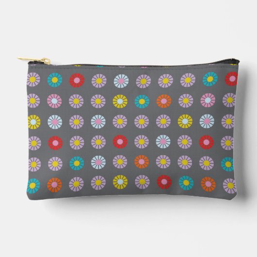 レトロカラフル花 アクセサリーポーチ (正面)