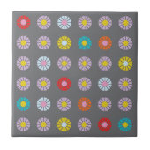 レトロカラフル花 タイル (正面)